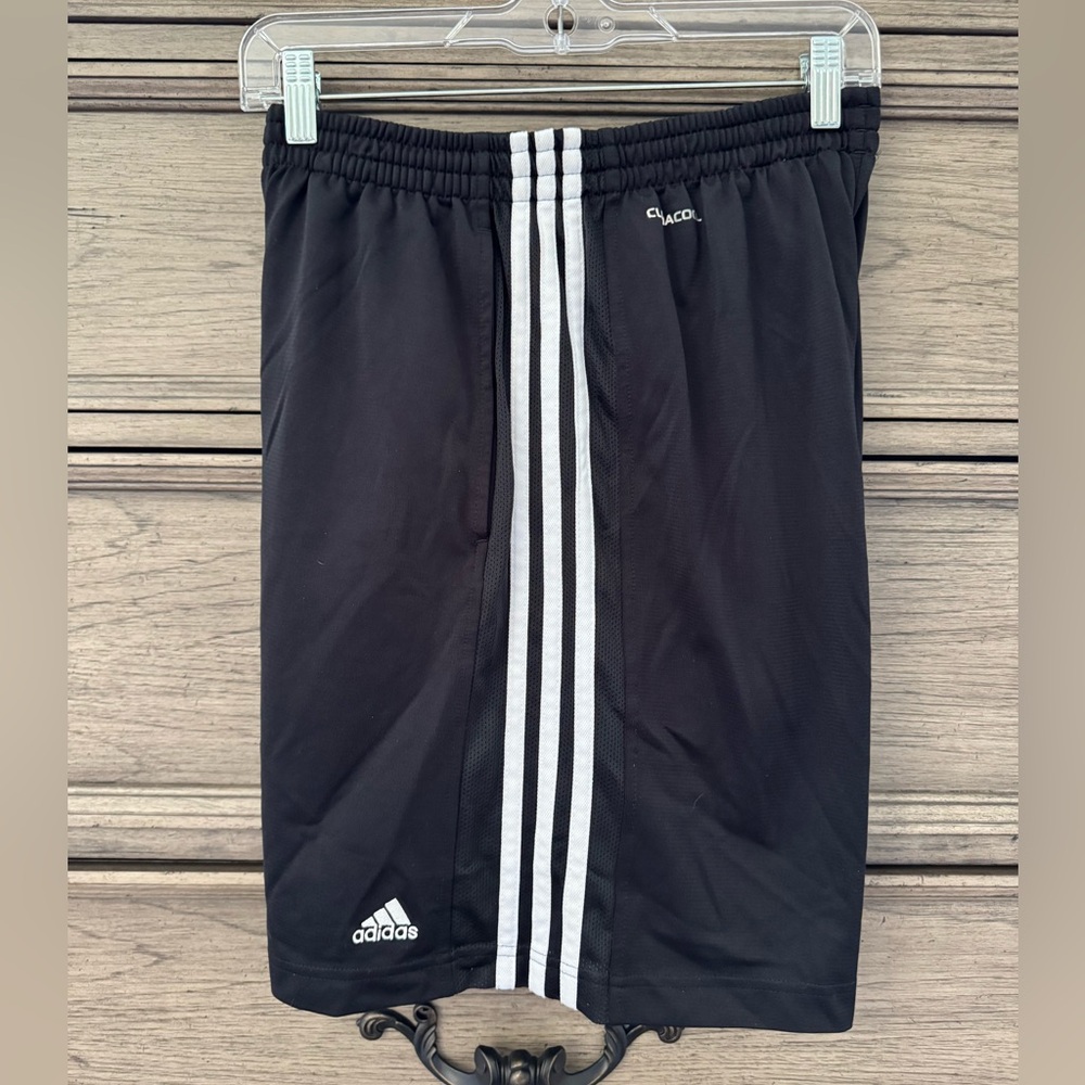 Adidas Athletic Shorts EUC Black White Stripe Polyester Clima365 Climaco…